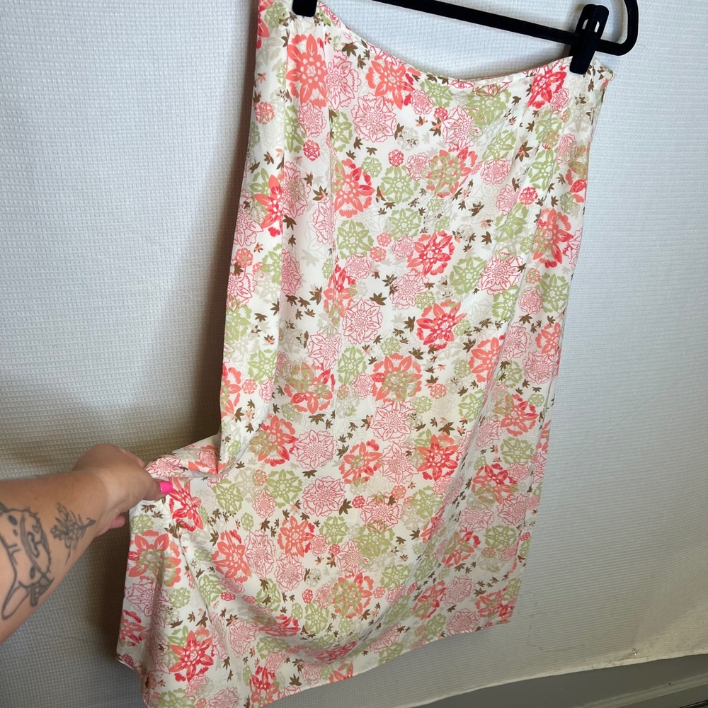 Pendleton Womens Floral Mandala Midi Skirt Size 18 Coral Green White A-Line